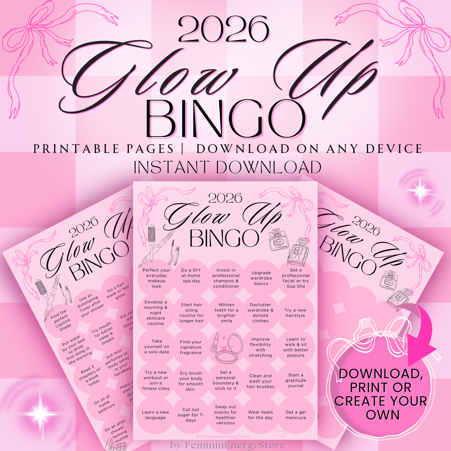 2026 Glow-Up Bingo